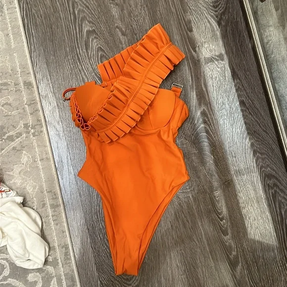Andrea Iyamah Nisi ruffle one piece swimsuit ORANGE - Picture 2 of 6